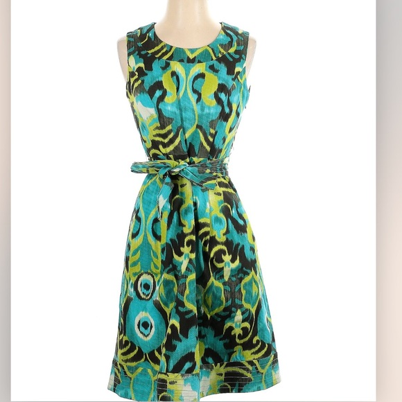 ECCOCI Teal Multi Color Sleeveless Dress Sz 14 - Picture 3 of 4